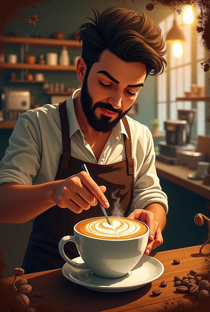Give me a super creative idea for the design of a journal cover inspired by coffee.