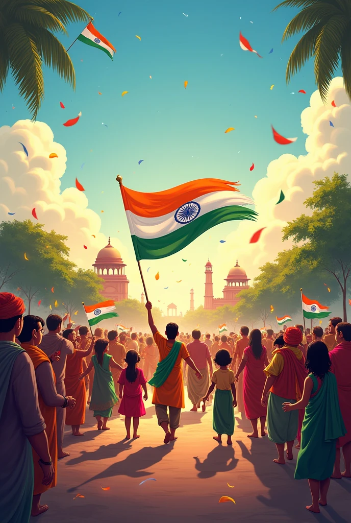 Create a drawing for happy independence Day (India)