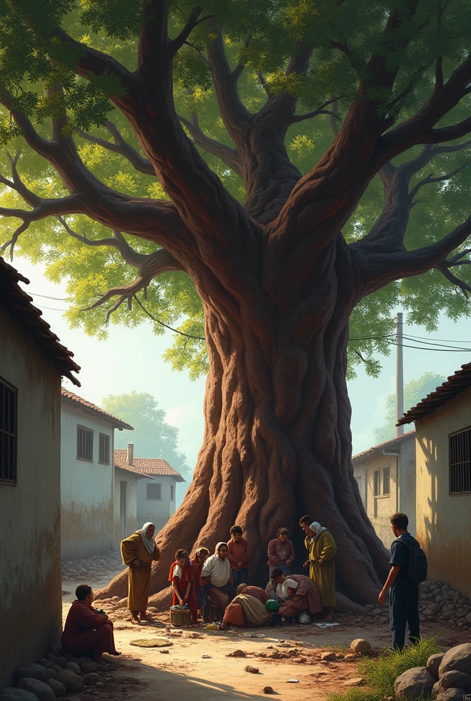 Some poor people and children sleep under the Rosewood tree