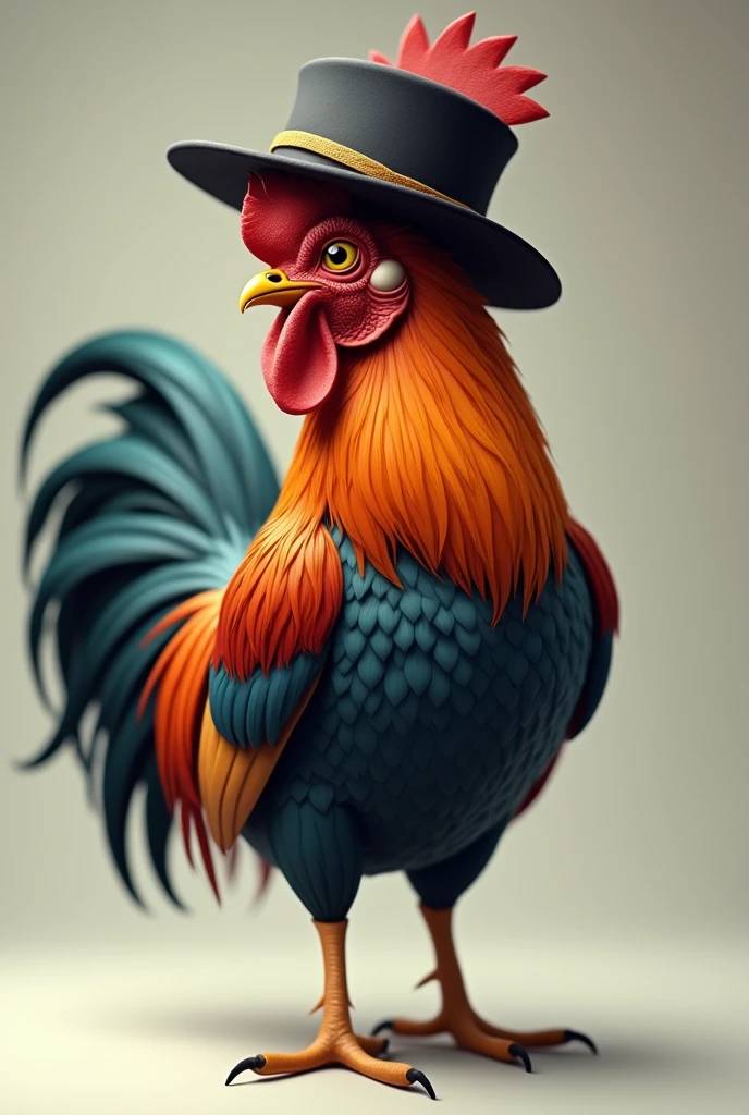 Rooster with a hat 
