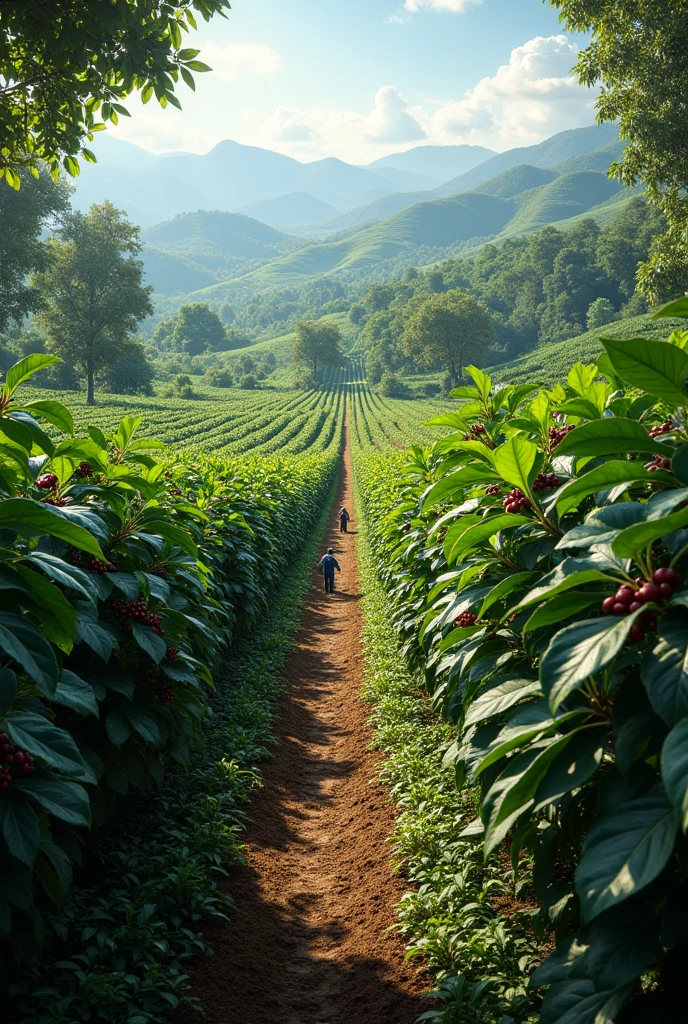 An acre of coffee plantation that looks real