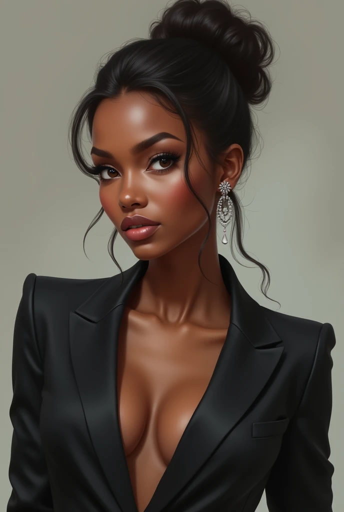 Crie uma imagem realista, of a black transgender woman dressed formally
