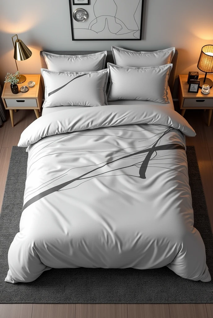 Create an image for a double bed duvet cover.
For a 21 year old man. 