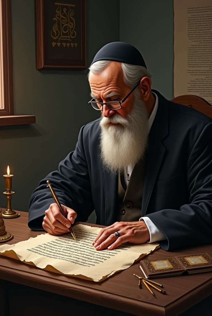 A man writing the Jewish torah

