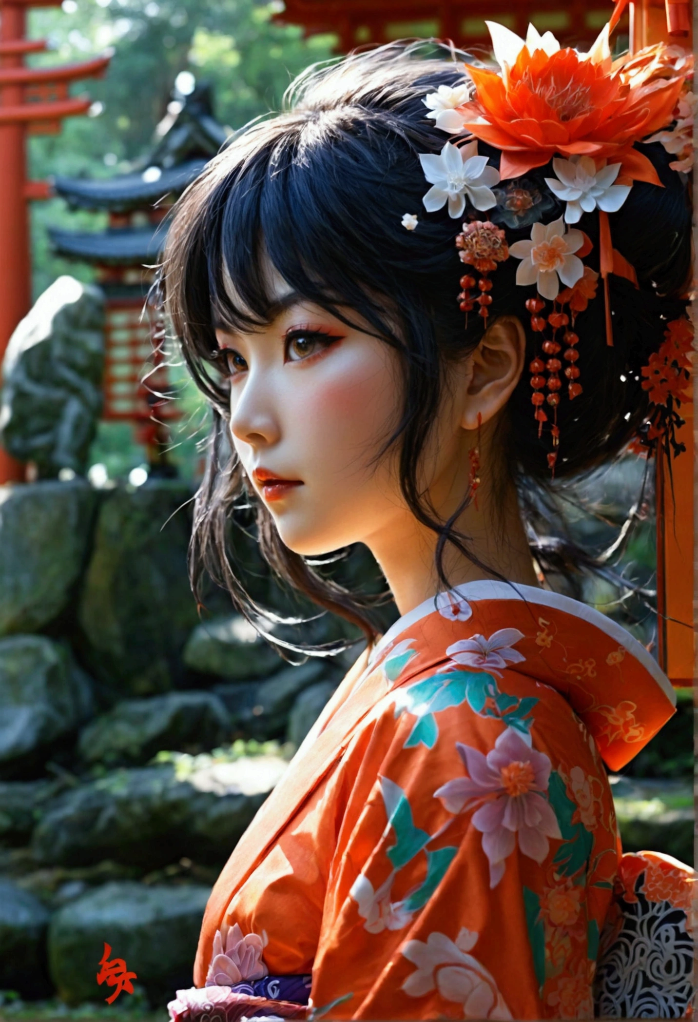 Nine-Tailed Fox torii Shrine maiden