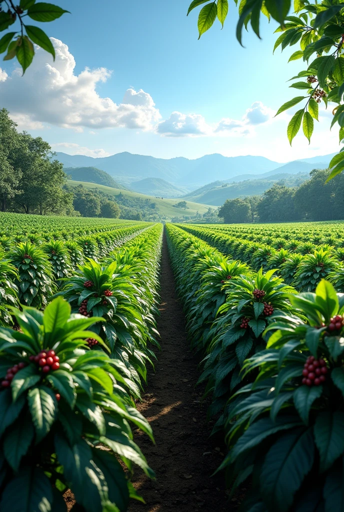 Coffee plantation field that looks real