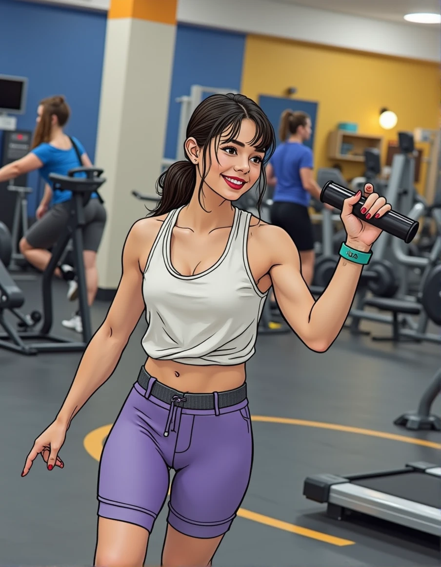 18-year-old girl with dark brown hair at the gym
