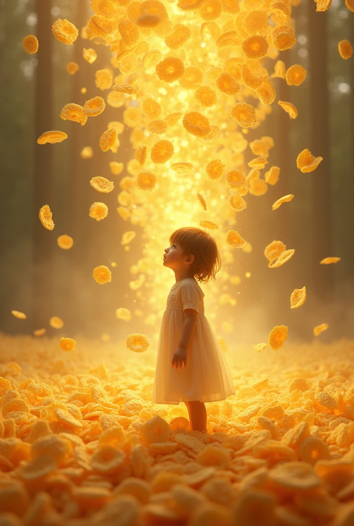 Corn flakes falling from the side