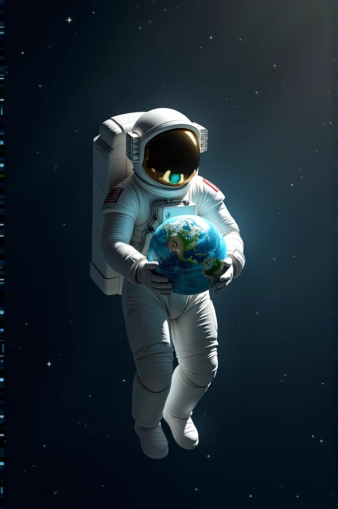 Astronaut in space holding earth in his hands