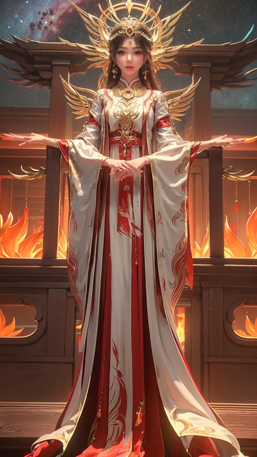 ((Biologically correct number of limbs))、(( Full body image(Including the face)))、4K、masterpiece、((Focus on the face))、((Symmetrical facial features))、The eyes are described in detail、Beautiful woman、Outstanding style、Beautiful arms、Beautiful legs、beautiful hands、(slim)、Facial details、Small earrings、necklace、(white shiny、Shiny dress、barefoot、radiant skin)、(Beautiful legsのアップ)、Sweat,Starry Sky,Starry Sky背景,Deep View,above water