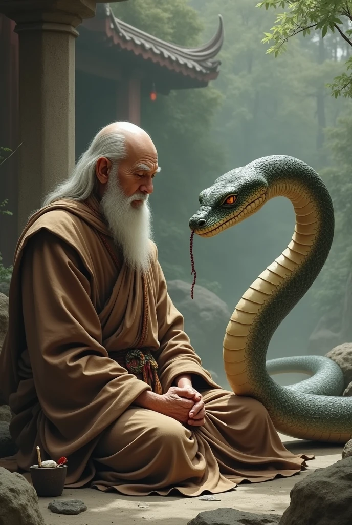 A monk advising to a snak