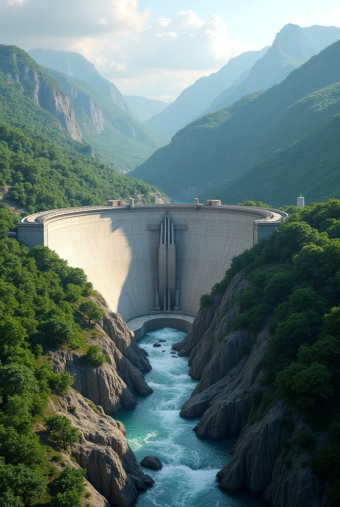 mockup of a hydroelectric dam in an elliptical shape