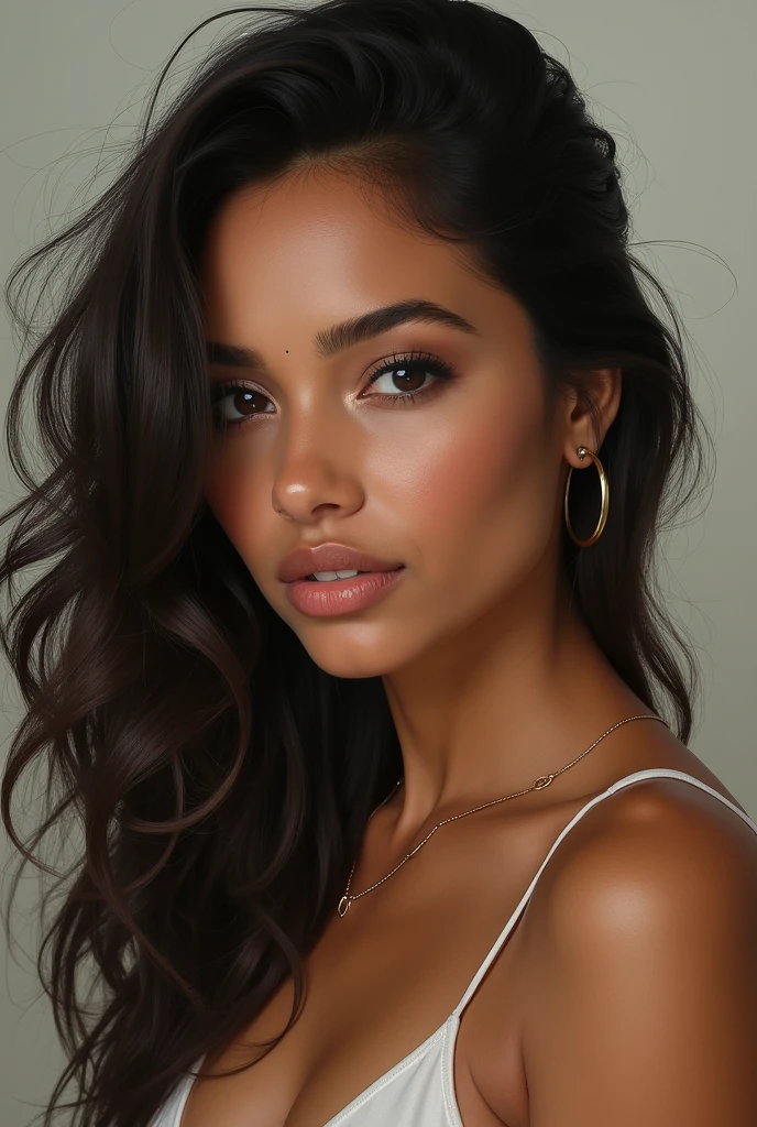 Create a perfect lifelike portrait of singer Marilia Mendonza