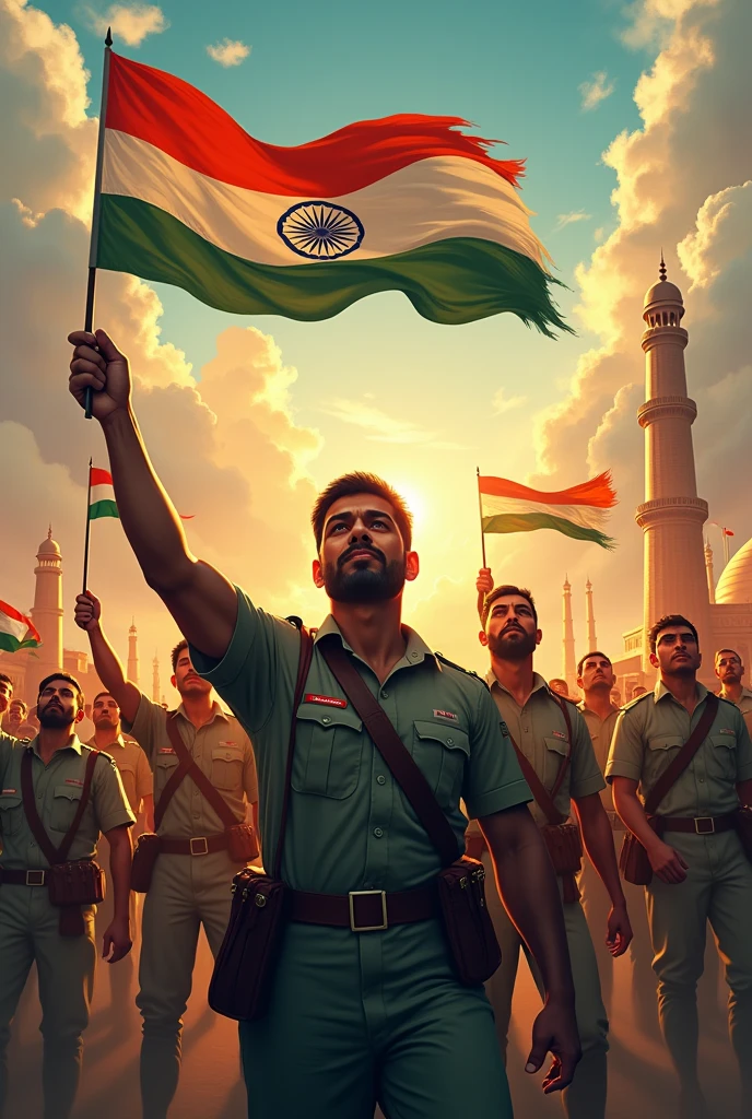 Independence day background with freedom fighters