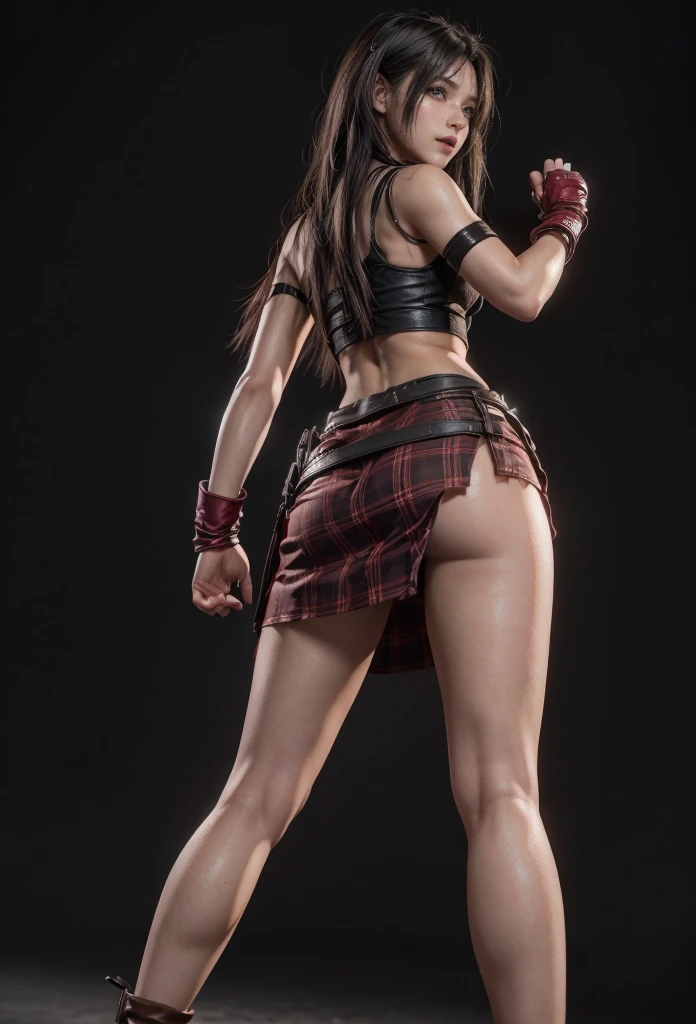tifa lockhart, (best qualityer,ultra detali,realisitic:1.37),beautifull detailed face,perfect symmetry,perfectly shaped body,perfect make-up,bright coloured,studio lighting