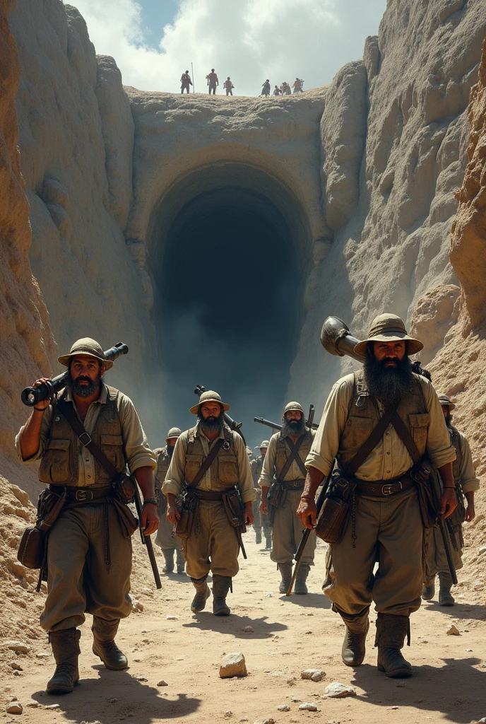 Several Spaniards going to a mine