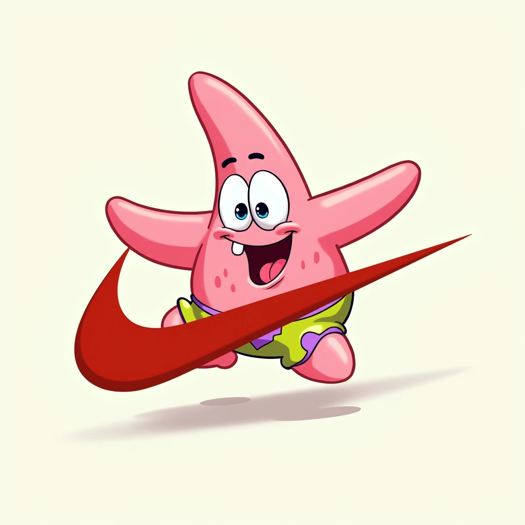 Nike logo with Patrick Star Spungebob without background