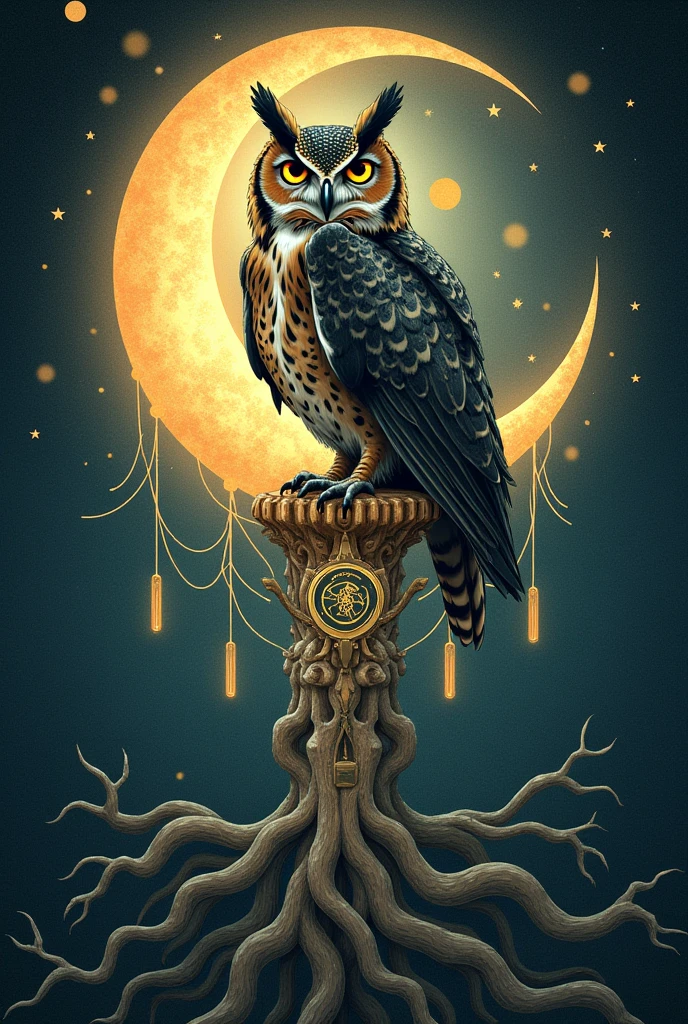 Word jtncp, moon, owl, with root