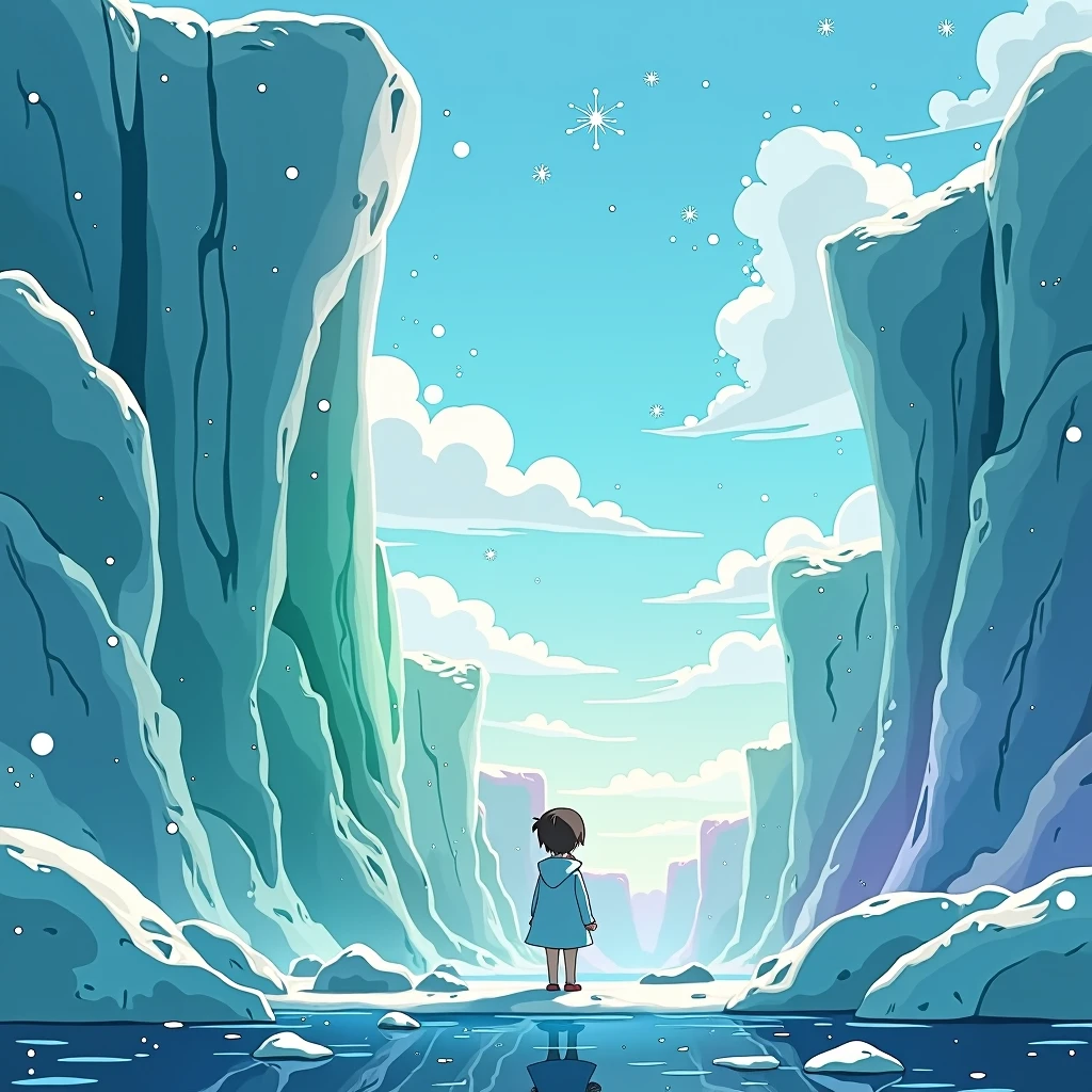 Ghibli style、Antarctica、Global warming