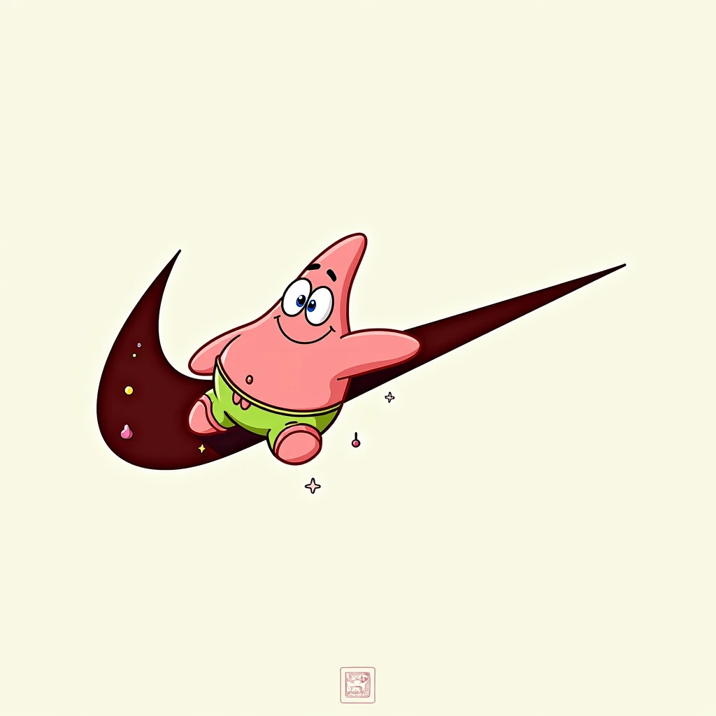 Nike logo with in Patrick Star Spungebob without background