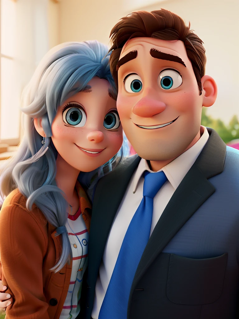 man and woman couple in Disney Pixar style, high qualiy, best qualityer