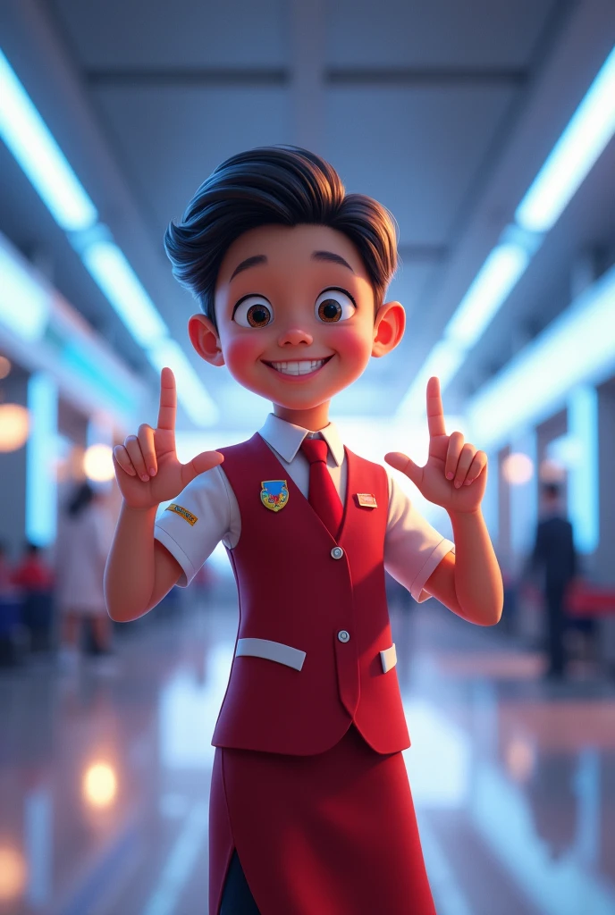 Disney future career one boy as flight attendants with Philippines mabuhay gestures