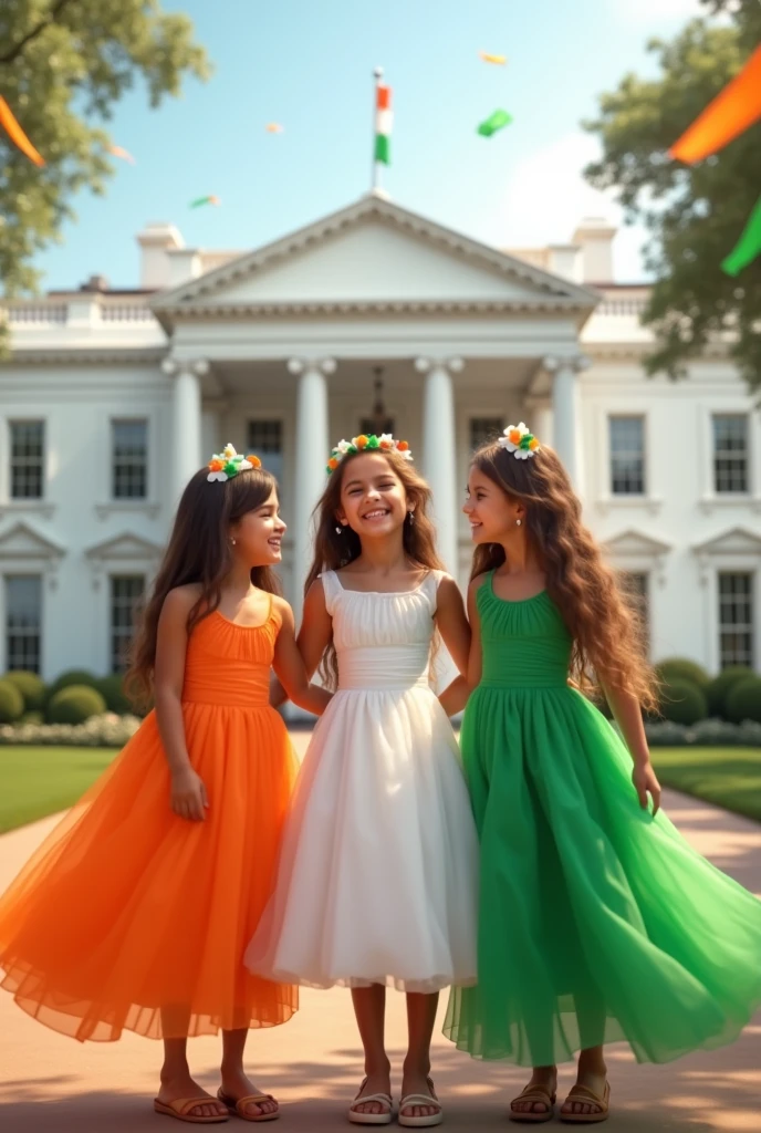Cute three s dress tiranga in white house celebration 