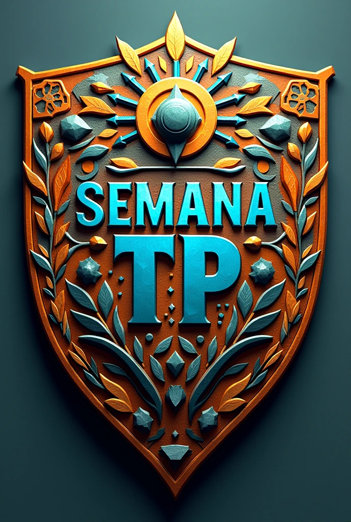 Create shield of "Technical Vocational Week" Inspired by the ninth region of Araucanía and also with the words 'Semana TP Especialidad de administración' in the center of the shield.