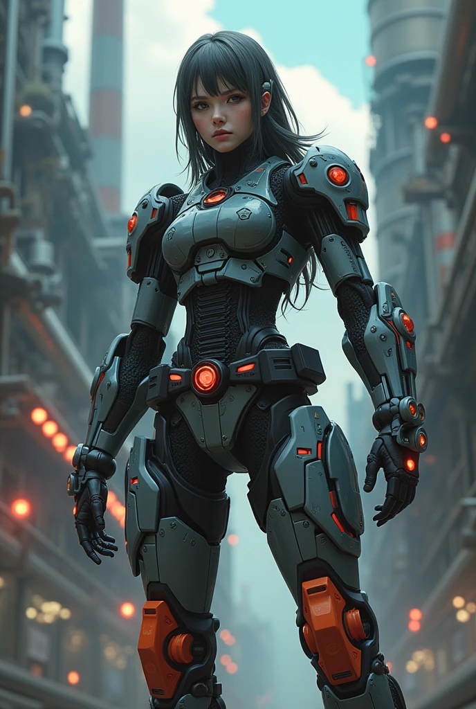 (cyberrealistic:1.2), mechanical, Engineer, industry, anime, figther