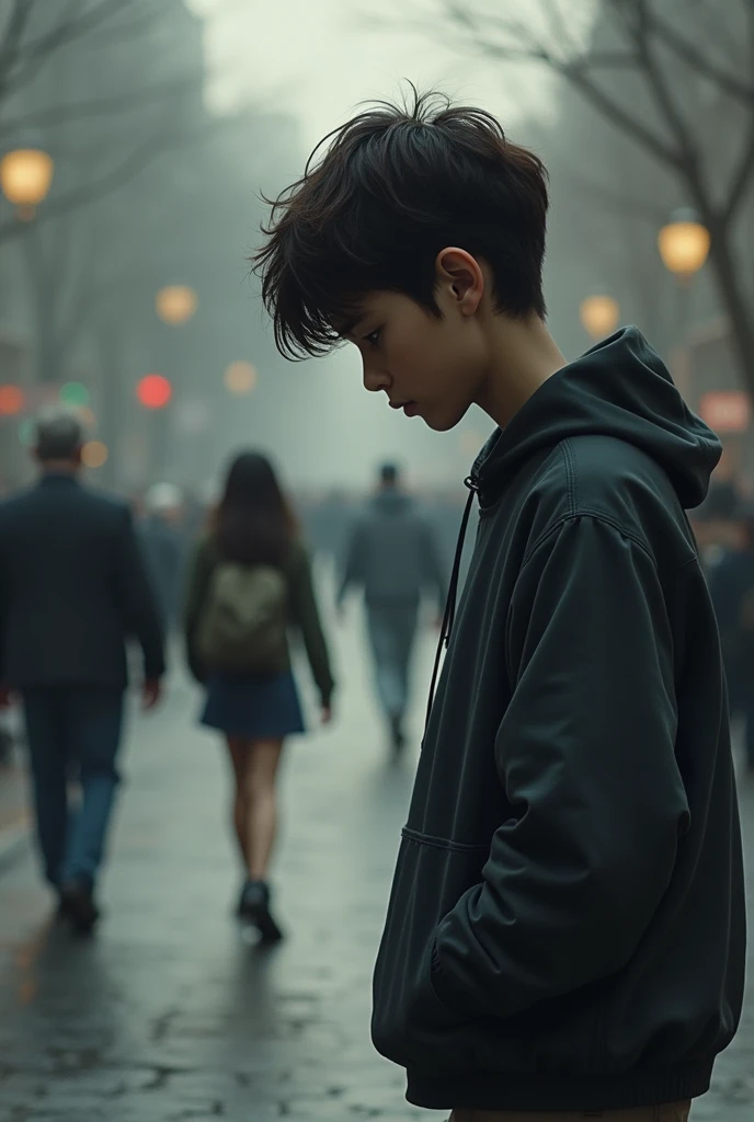 A boy is waiting for his girlfriend but she is going with her father infront of that boy, make this as image