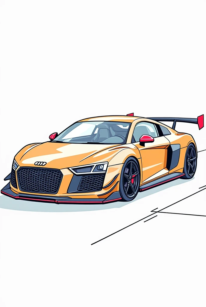I need a drawing of a car to color with the parts I mention below, I indicate the parts :
1. **License Plate** - Blue
2. **bumper** - Light Green
3. **Indicator** - Yellow
4. **wheel** - Brown
5. **mirror** - Violet
6. **Tire** - Pink
7. **Boots** - Gray
8. **antenna** - Black
9. **Windshield** - Light Blue
10. **Windshield ancho** - Red
11. **hood** - White
12. **faro** - Orange