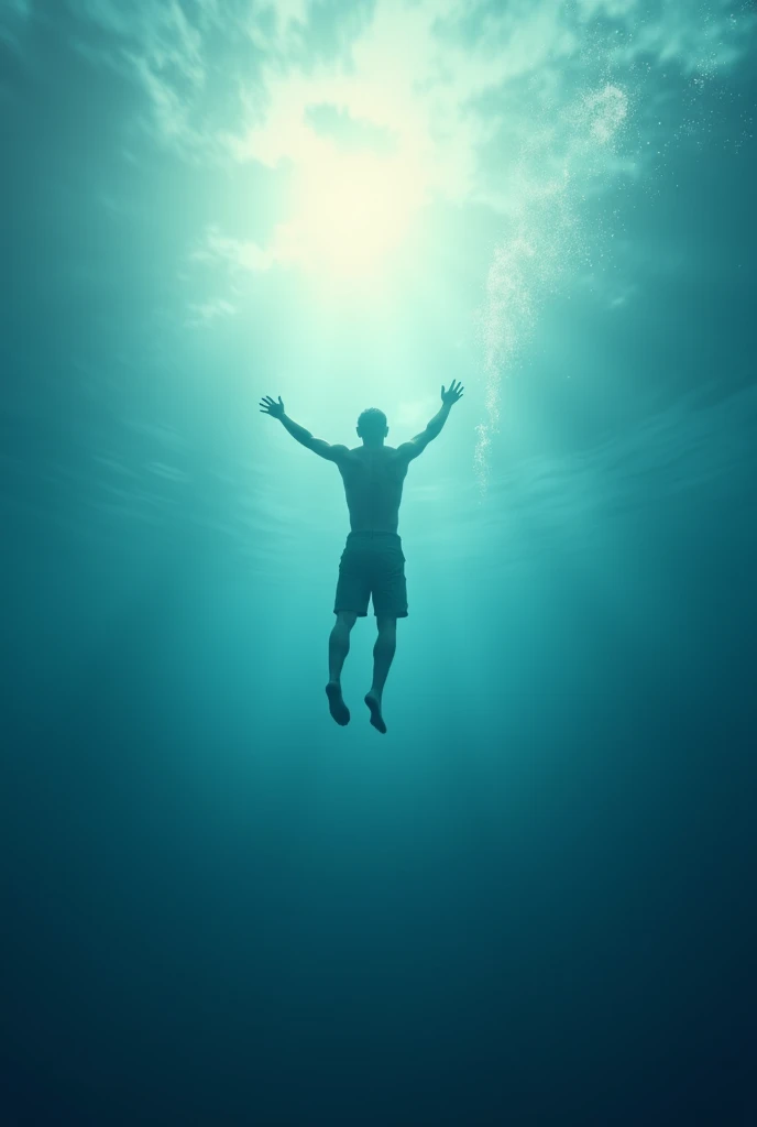There's a sky beneath the sea、The back of a man flying in the sky