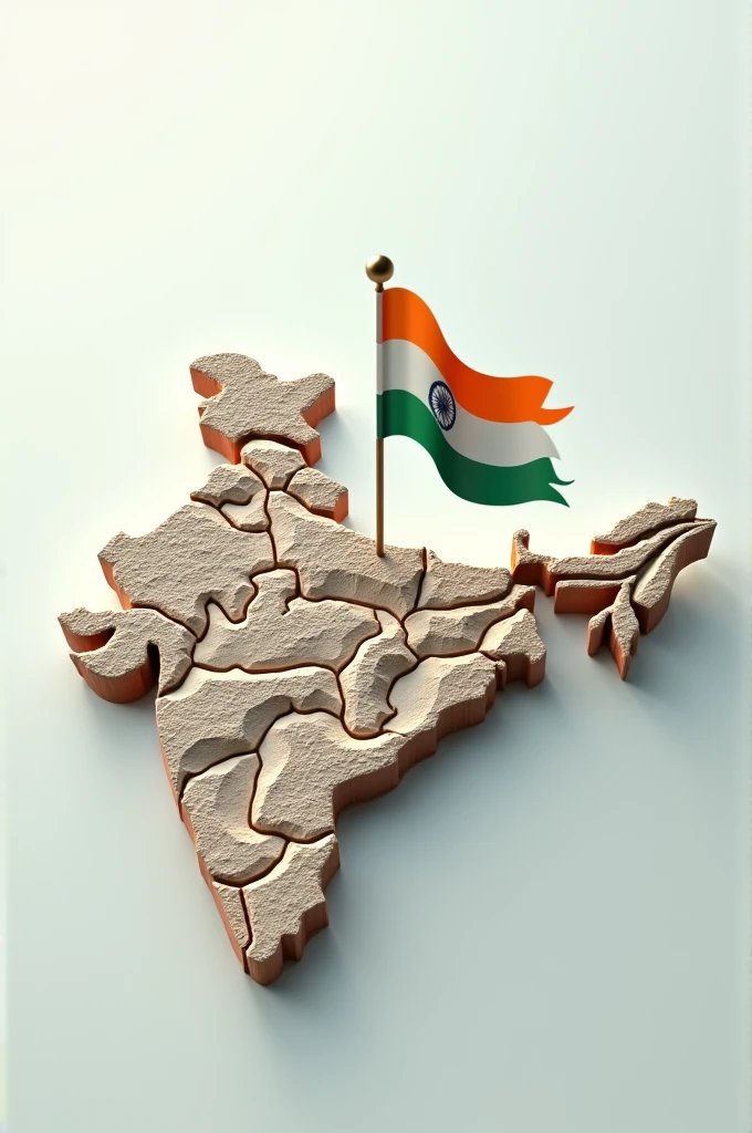 Indian map with flage 3d art
