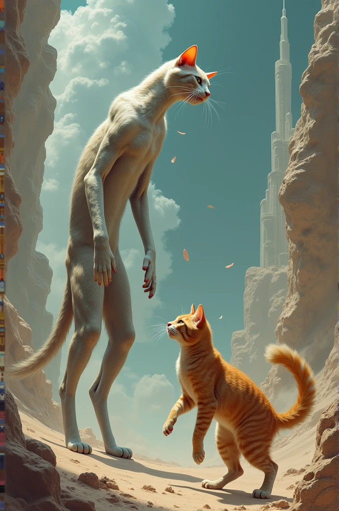 A long cat name Burj khalifa fighting with a ginger cat and ginger cat called surok