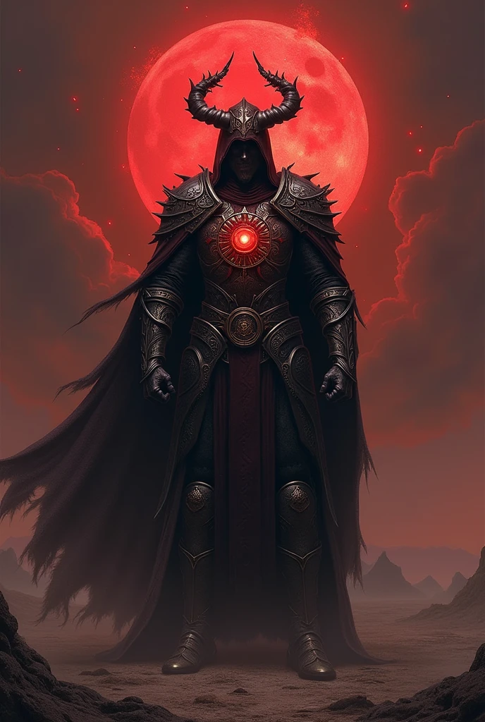 A black sun cleric with a sun pattern emblazoned on the chest of his armor