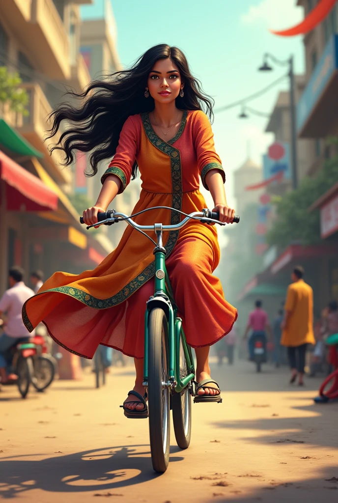 Desi girl riding bike