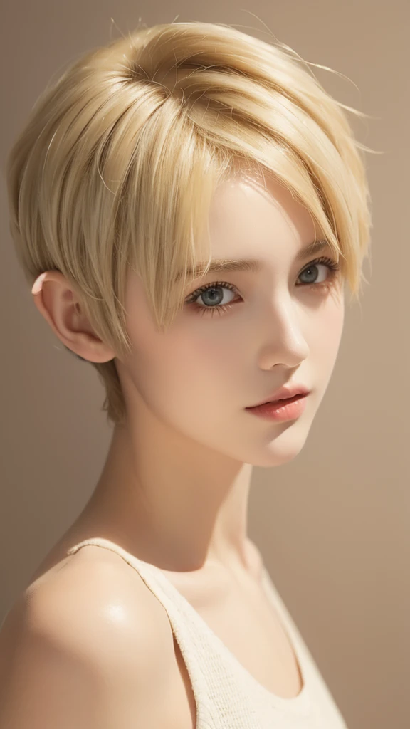 (masterpiece),(Very short hair:1.6),(blonde:1.3),girl on top