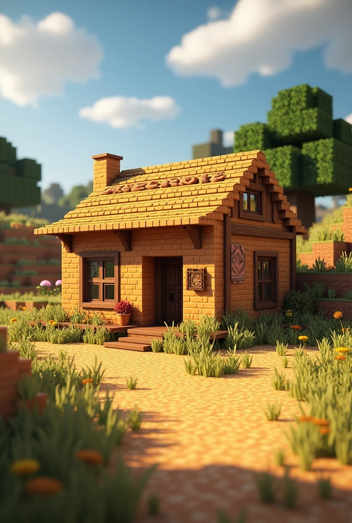 Custom savanna villager house in Minecraft 