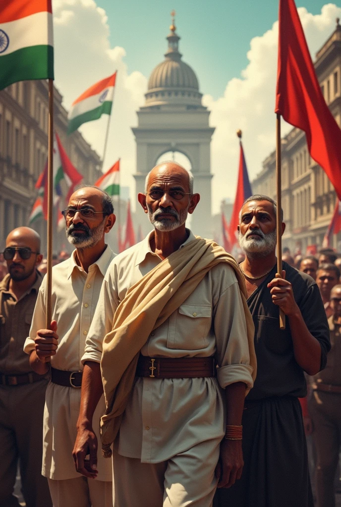 Barathiyar,gandhi,v.o.chidambanar pillai against Britishers 


