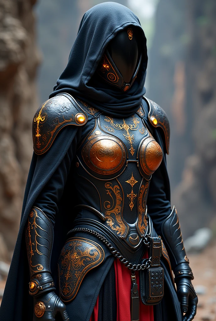 clothes:
• Weapons and Armor: Warriors wear armor that combines dark and bright metal plates with fabrics that seem to be alive, moving subtly as if breathing. Plates are decorated with luminous engravings, lines that glow with contained energy, serving both to protect and to channel powers.
• Civilian Garments: Civilians and scholars wear long, flowing robes, with hoods that fall gently over their faces. Fabrics are light but resistant, created with nanofibers that repel star dust and maintain a constant temperature. Predominant colors are dark, with details in bright colors, like red, blue, and golden, reflecting the starlight.