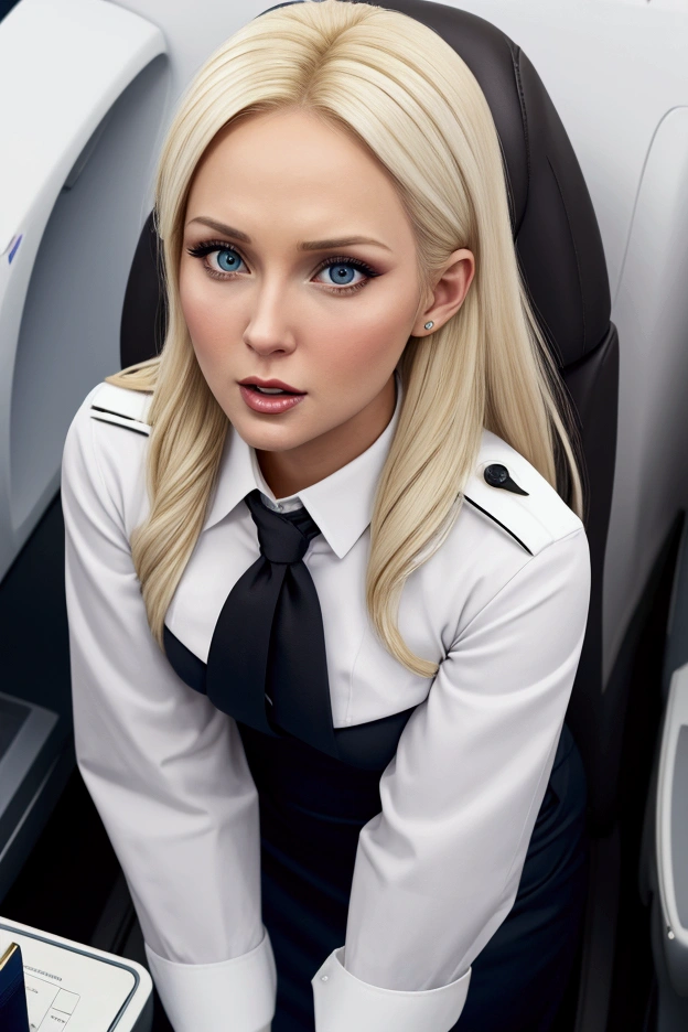 A white, blonde flight attendant terrified by a black passenger