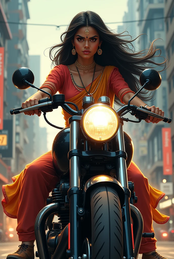 Desi girl riding bullet bike