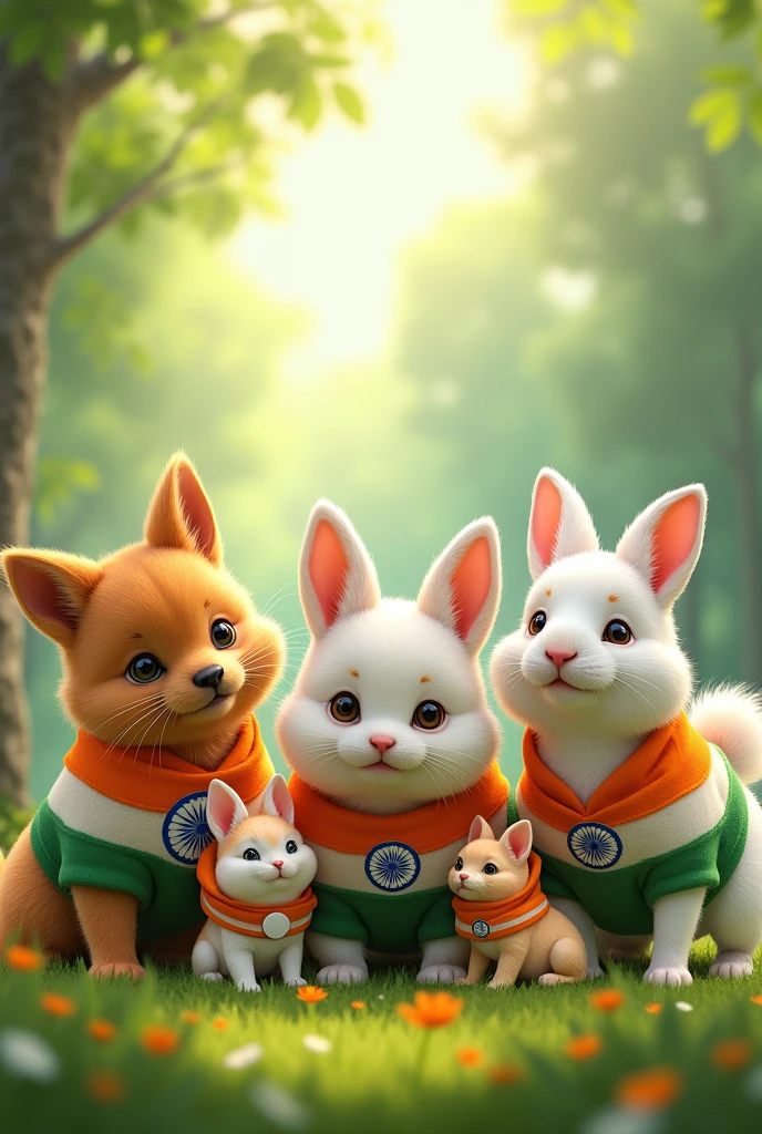 All cute animals dress tiranga  