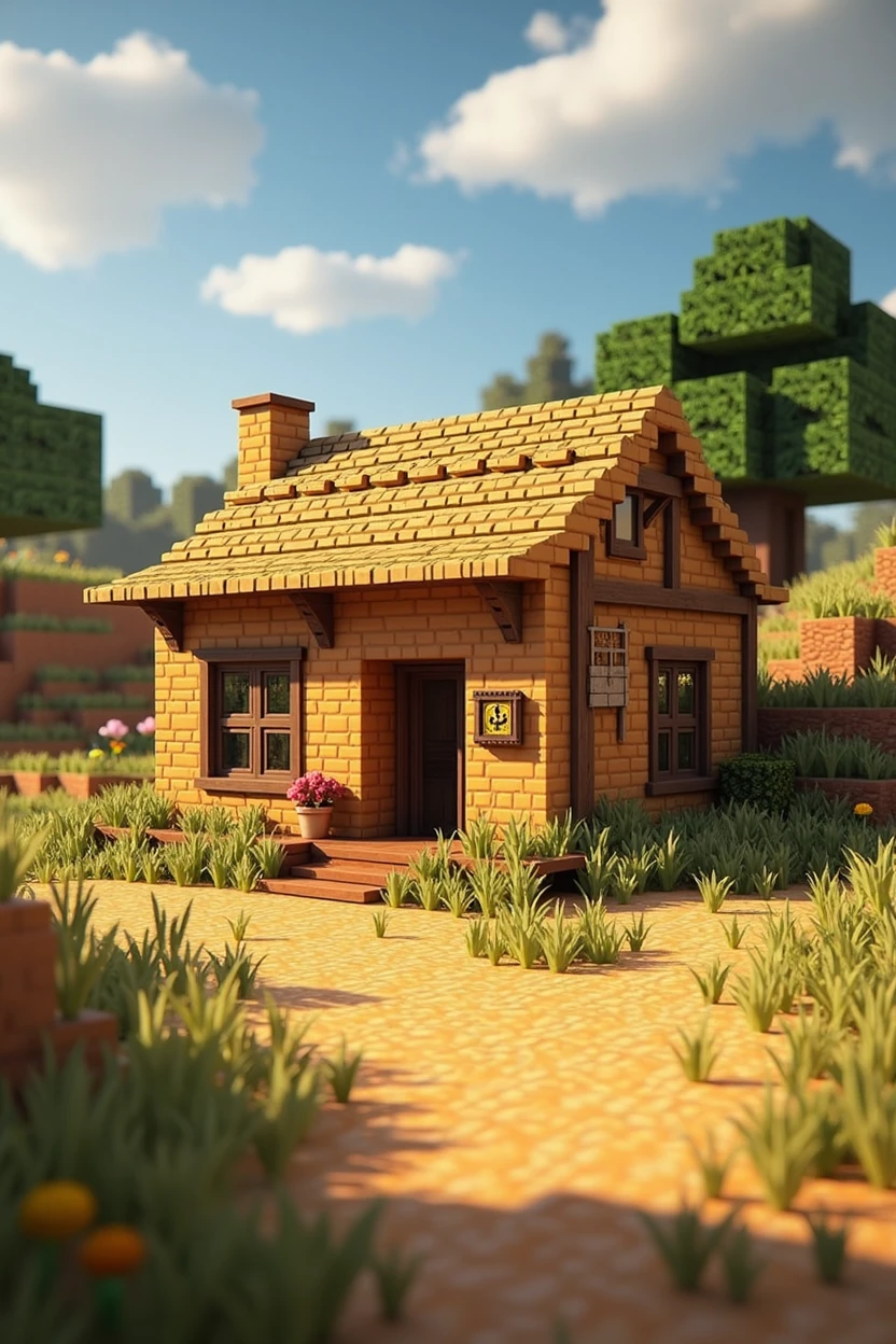 Custom savanna villager house in Minecraft 