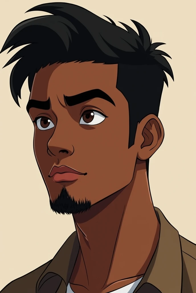 a dark skin male teen animation with a goatee