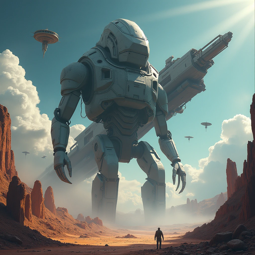 (Giant Weapon), cyborg art style, Spacecraft, flying in space, futurism, surrealism, bold lines, exaggerated performances, strong visual impact, stunning beauty. Beautiful cinematic lighting, surreal, RAW photo, color graded, captivating chiaroscuro, dynamic movement, (special effects:0.1), full body, award-winning, cinematic still, emotional, vignette, dynamic, vivid, (masterpiece, best quality, photorealistic, Professional, perfect composition, very aesthetic, absurdres, ultra-detailed, intricate details:1.3)