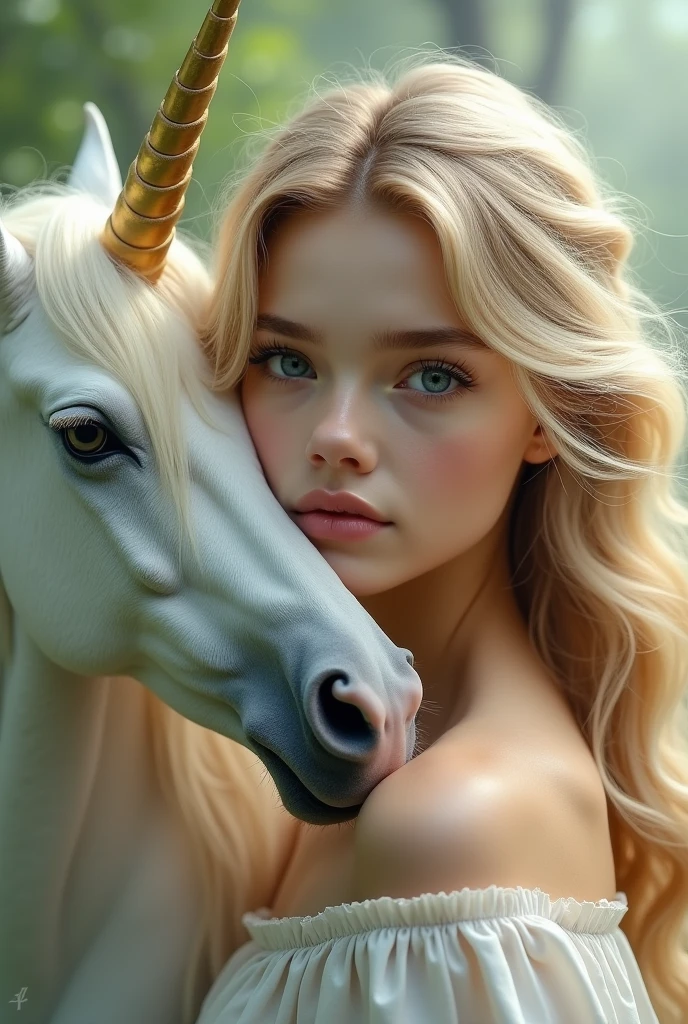 ((best quality)), ((masterpiece)), (detailed), Perfect 20-year-old face and winged unicorn