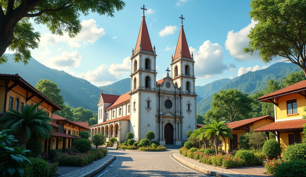 Exterior of a church with a calm and peaceful atmosphere in Brazil
