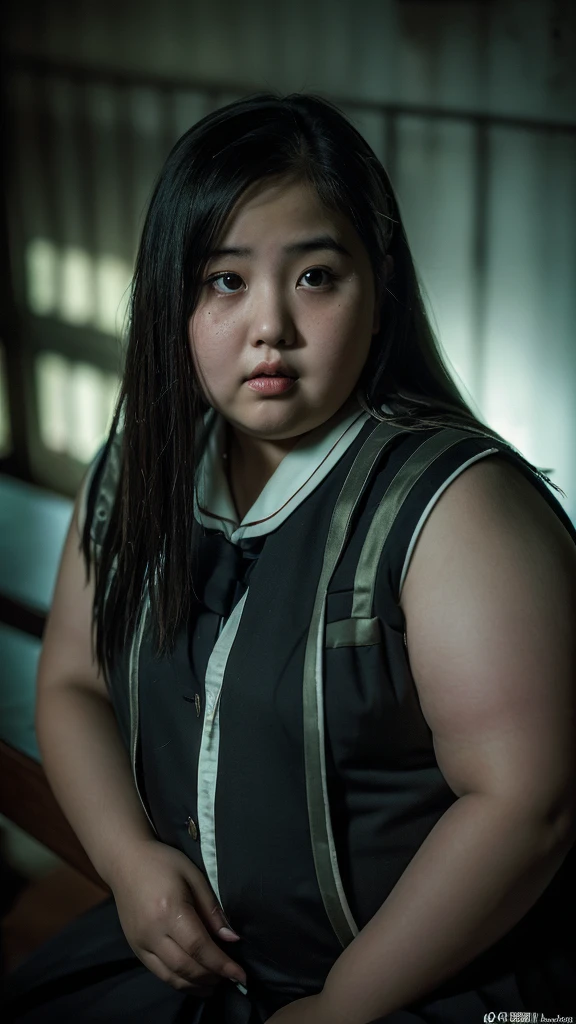 (very fat chinese girl school, very obese , age 10 years  masterpiece:1.2),(photorealistic:1.37),(portrait,body horror,dark,gloomy,moody,cinematic lighting),(detailed eyes,detailed lips,extremely detailed face and body)