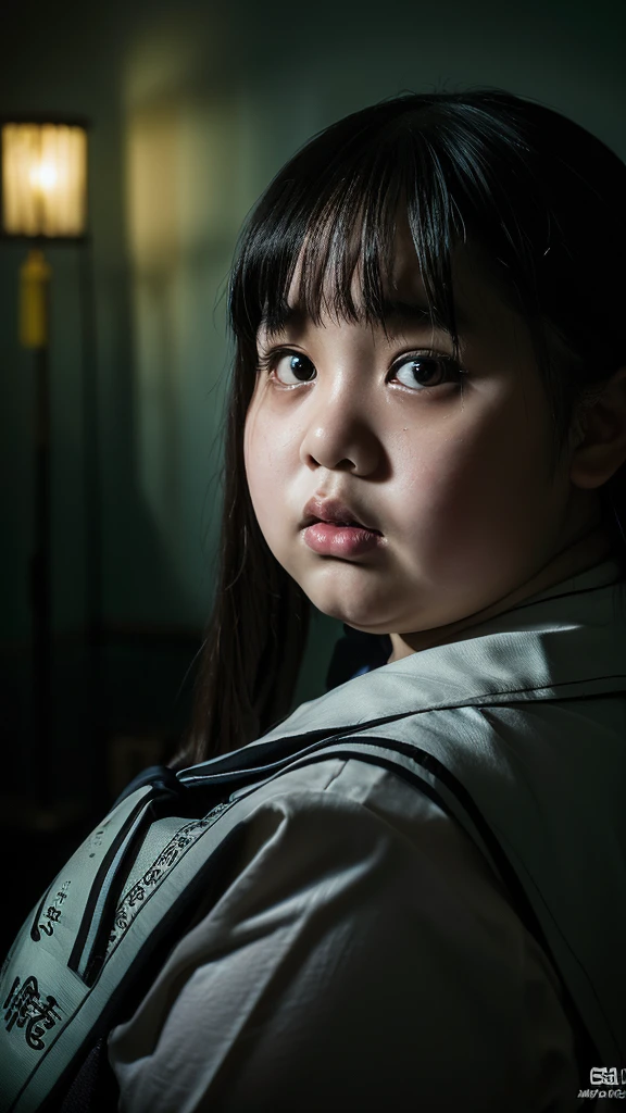 (very fat chinese girl school, very obese , age 10 years  masterpiece:1.2),(photorealistic:1.37),(portrait,body horror,dark,gloomy,moody,cinematic lighting),(detailed eyes,detailed lips,extremely detailed face and body)